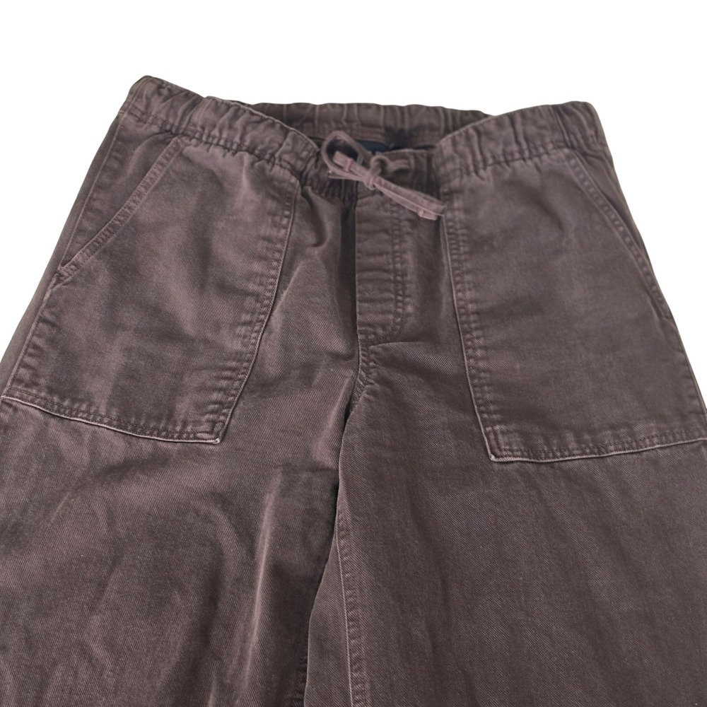Gap Womens Brown Cotton Twill Wide Leg Drawstring Pull On Pants Size M